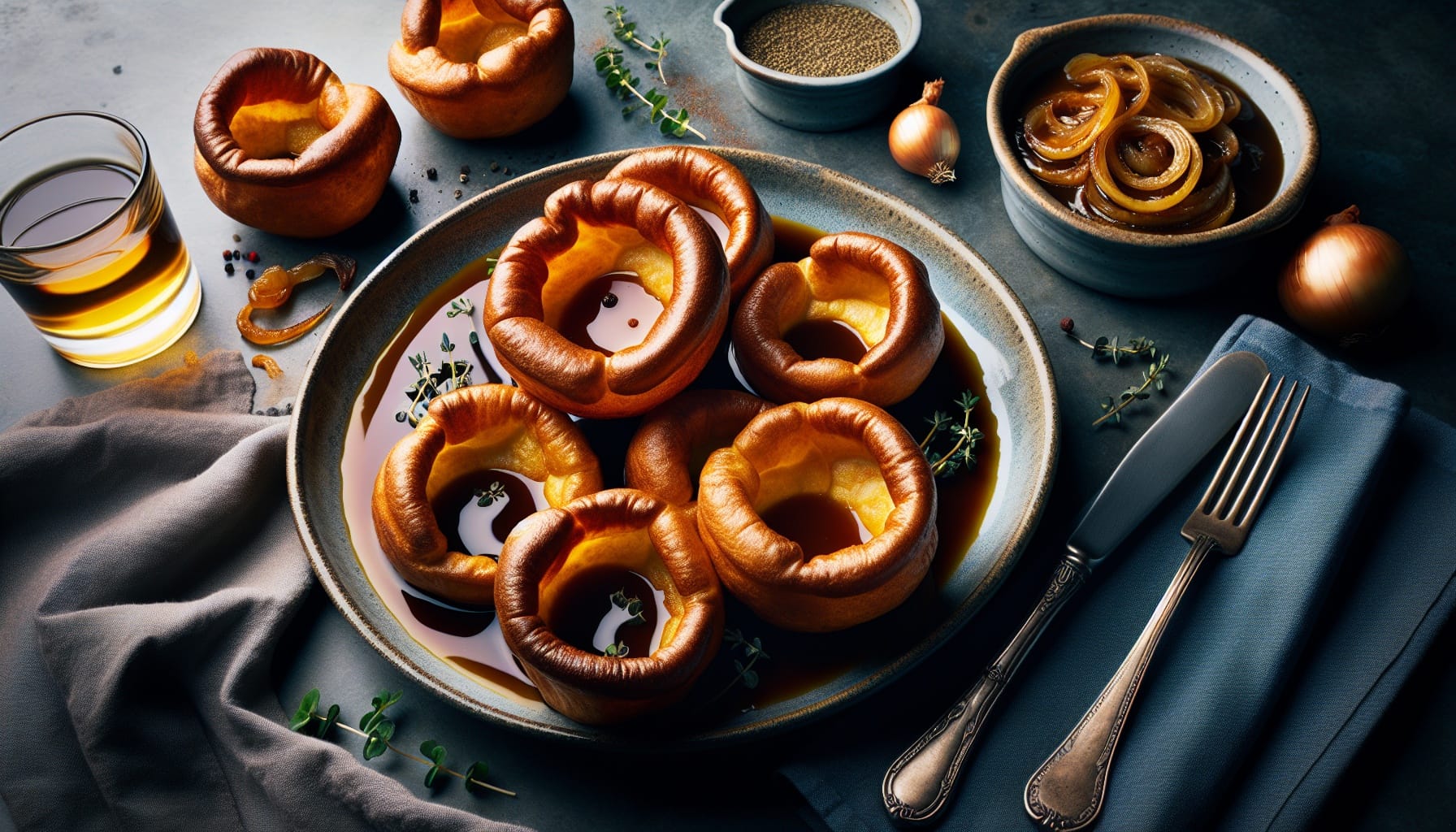 Classic Fluffy Yorkshire Puddings with Rich Onion Gravy - A delicious recipe by DigiDish