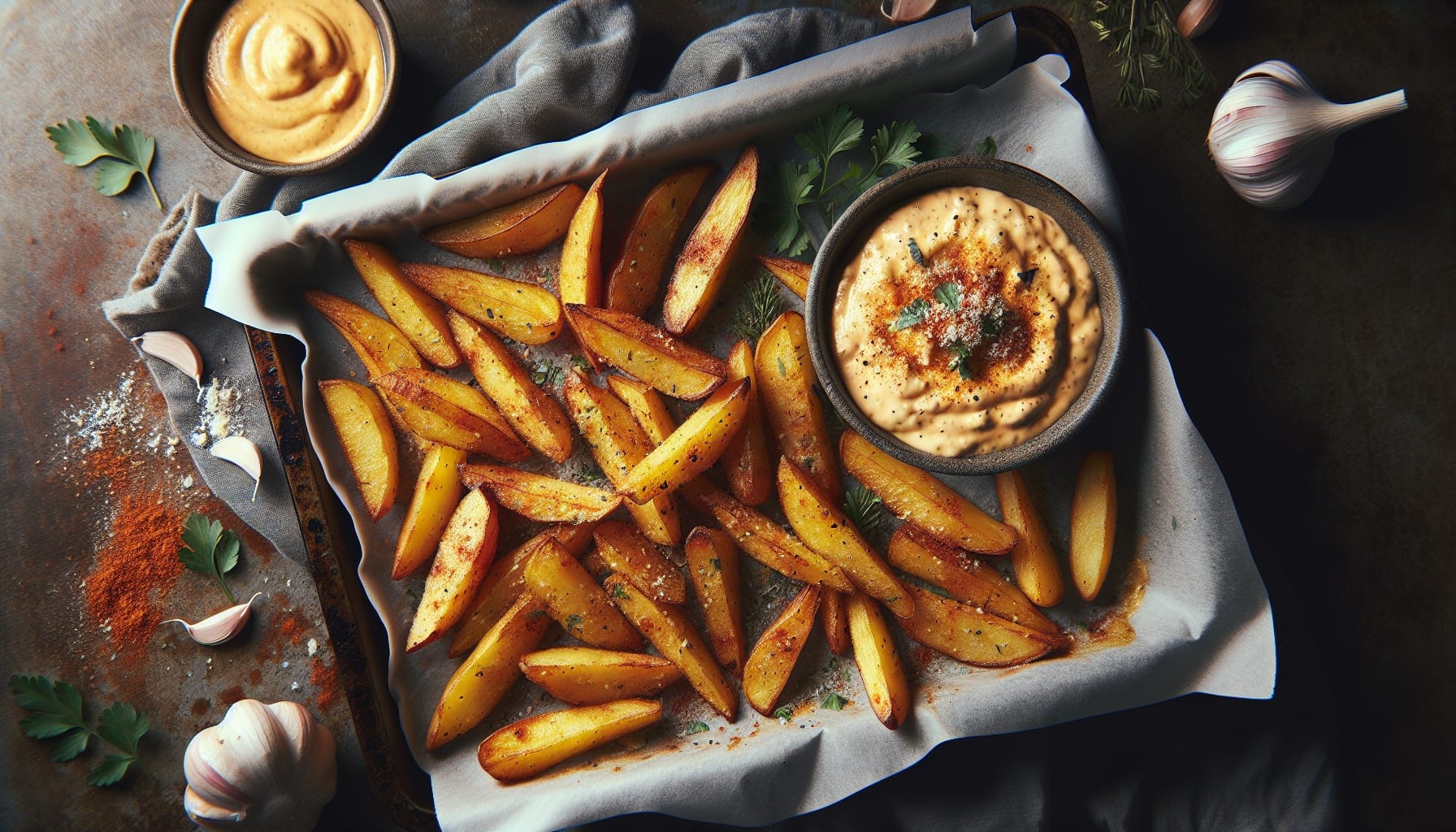 Classic Homemade Potato Wedges with Garlic Parmesan Dip - A delicious recipe by DigiDish