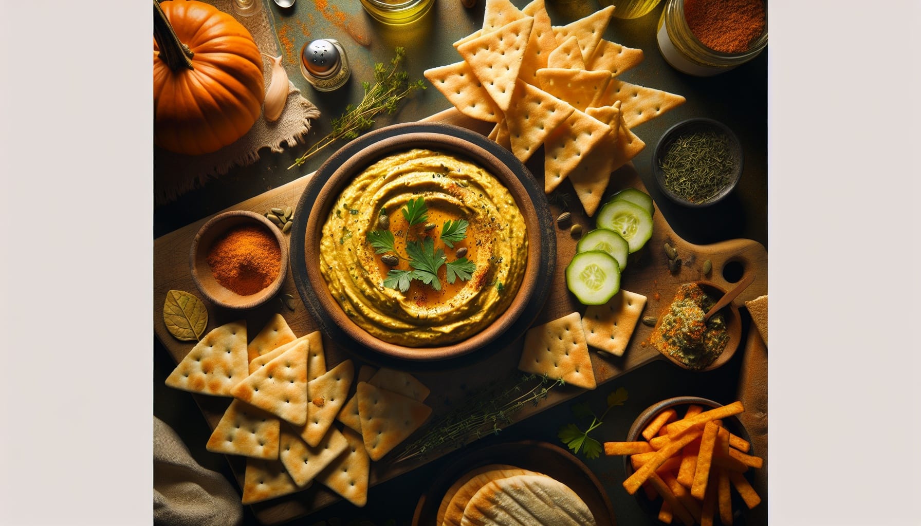 Creamy Herb Pumpkin Dip with Crispy Pita Chips - A delicious recipe by DigiDish
