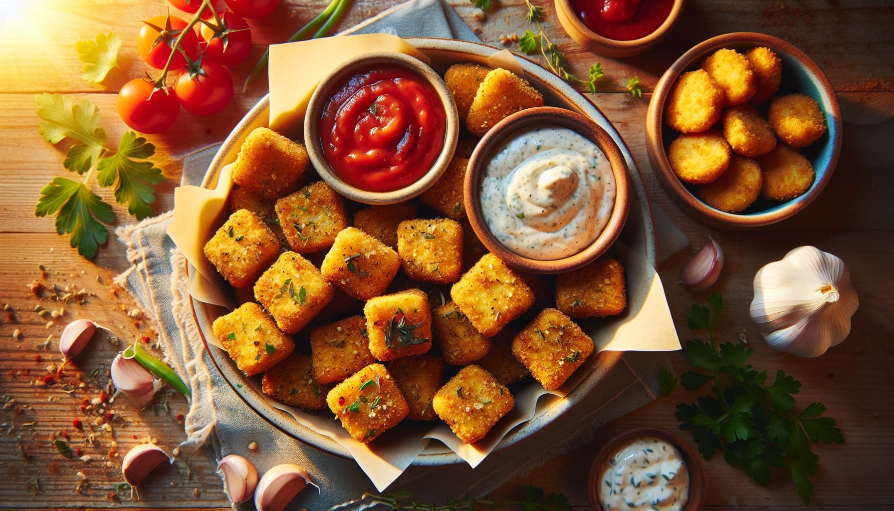 Simple Crispy Garlic Herb Tofu Nuggets - A delicious recipe by DigiDish