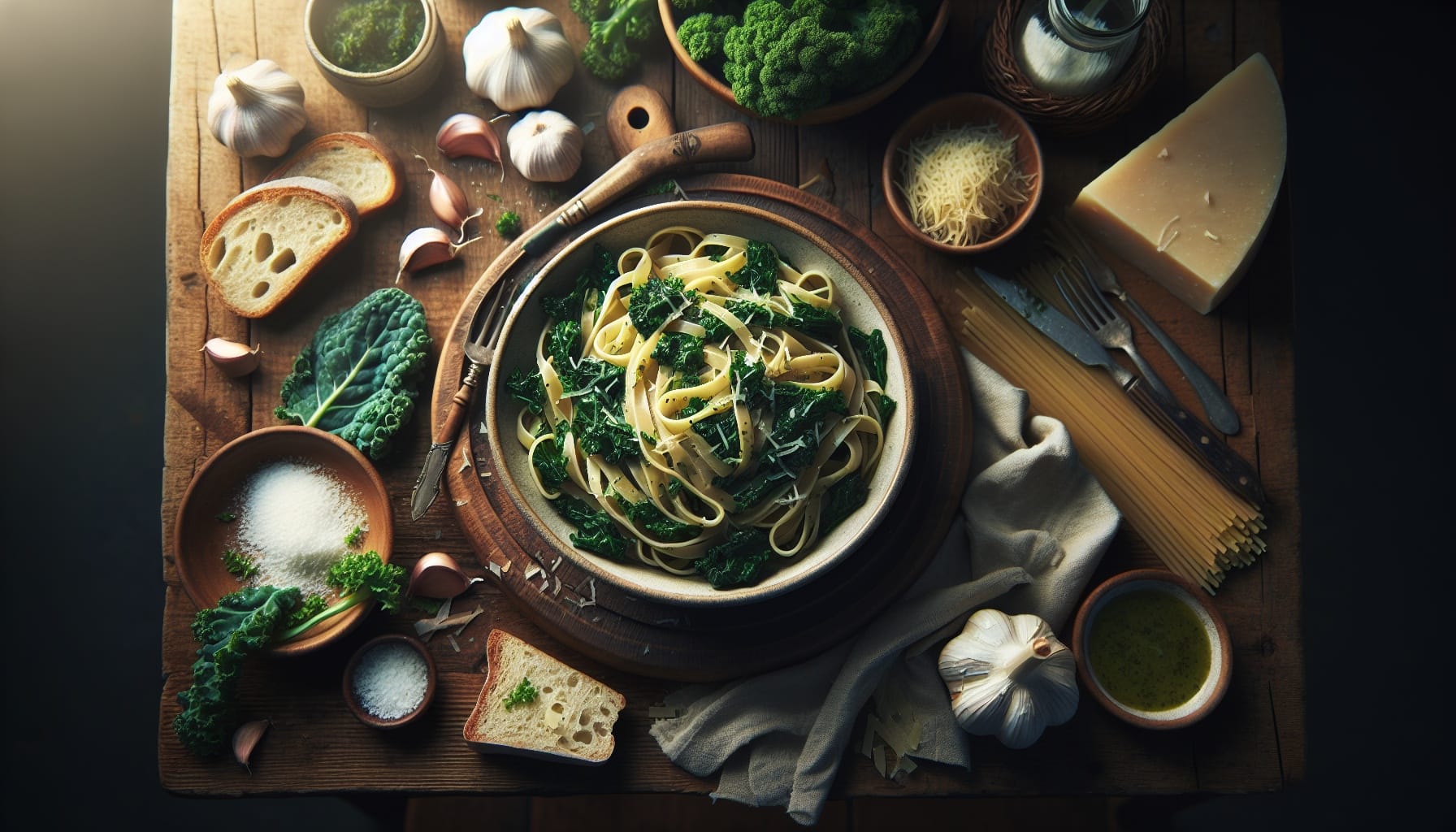 Simple Homemade Creamy Garlic Kale Pasta - A delicious recipe by DigiDish