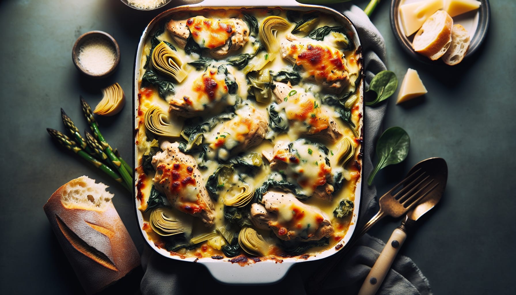 Simple Homemade Creamy Spinach Artichoke Chicken Bake - A delicious recipe by DigiDish