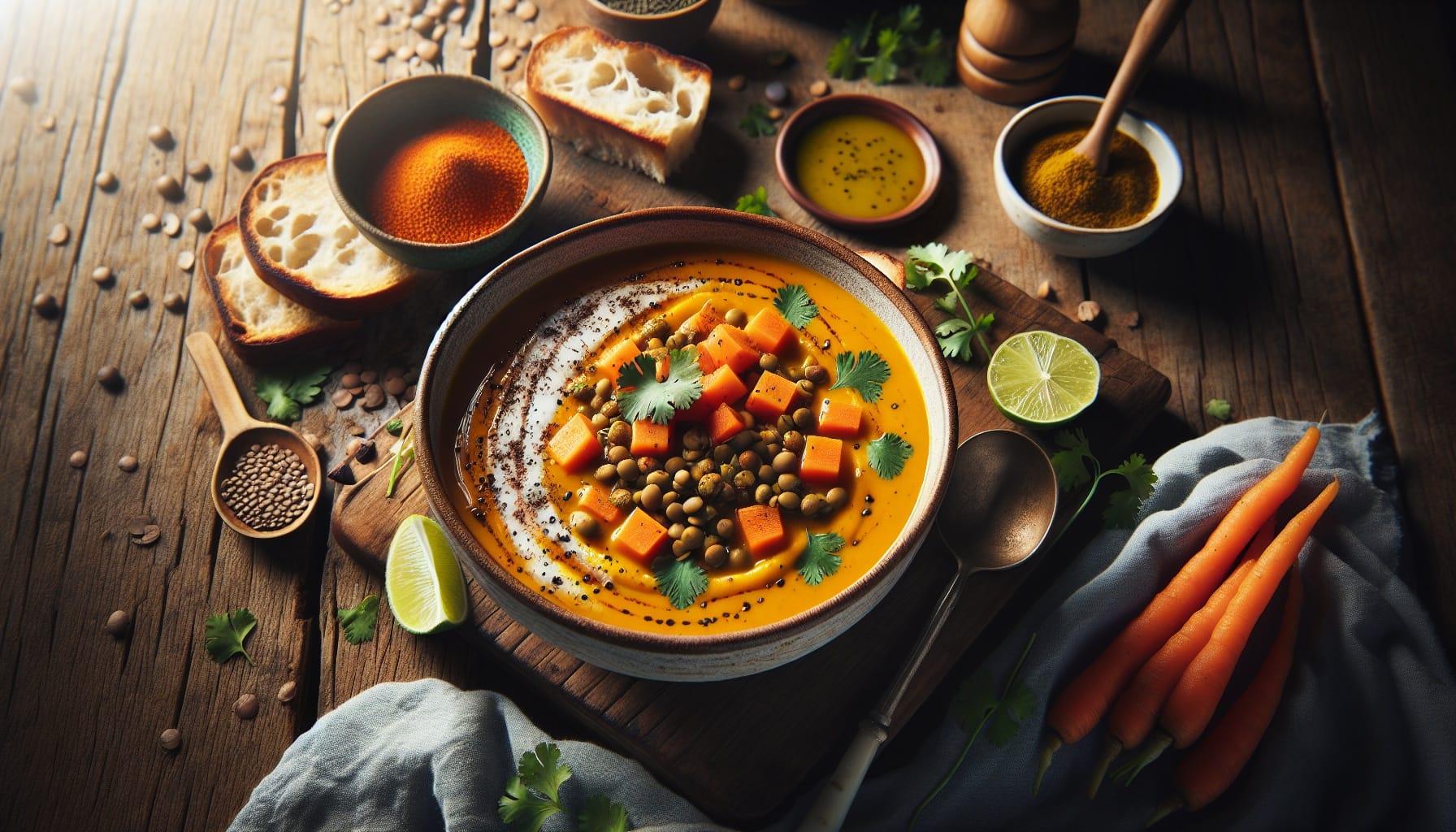 Spiced Carrot and Lentil Coconut Soup - A delicious recipe by DigiDish