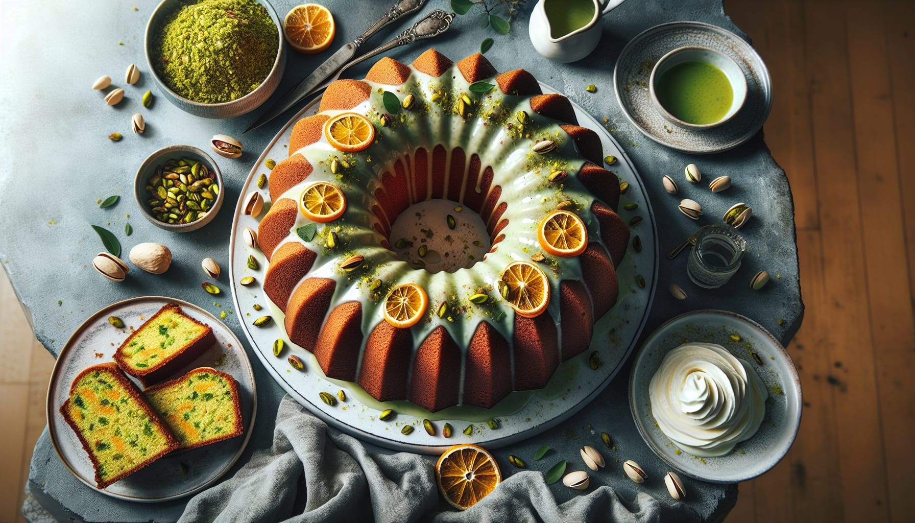 Tahini Citrus Bundt Cake with Pistachio Glaze - A delicious recipe by DigiDish
