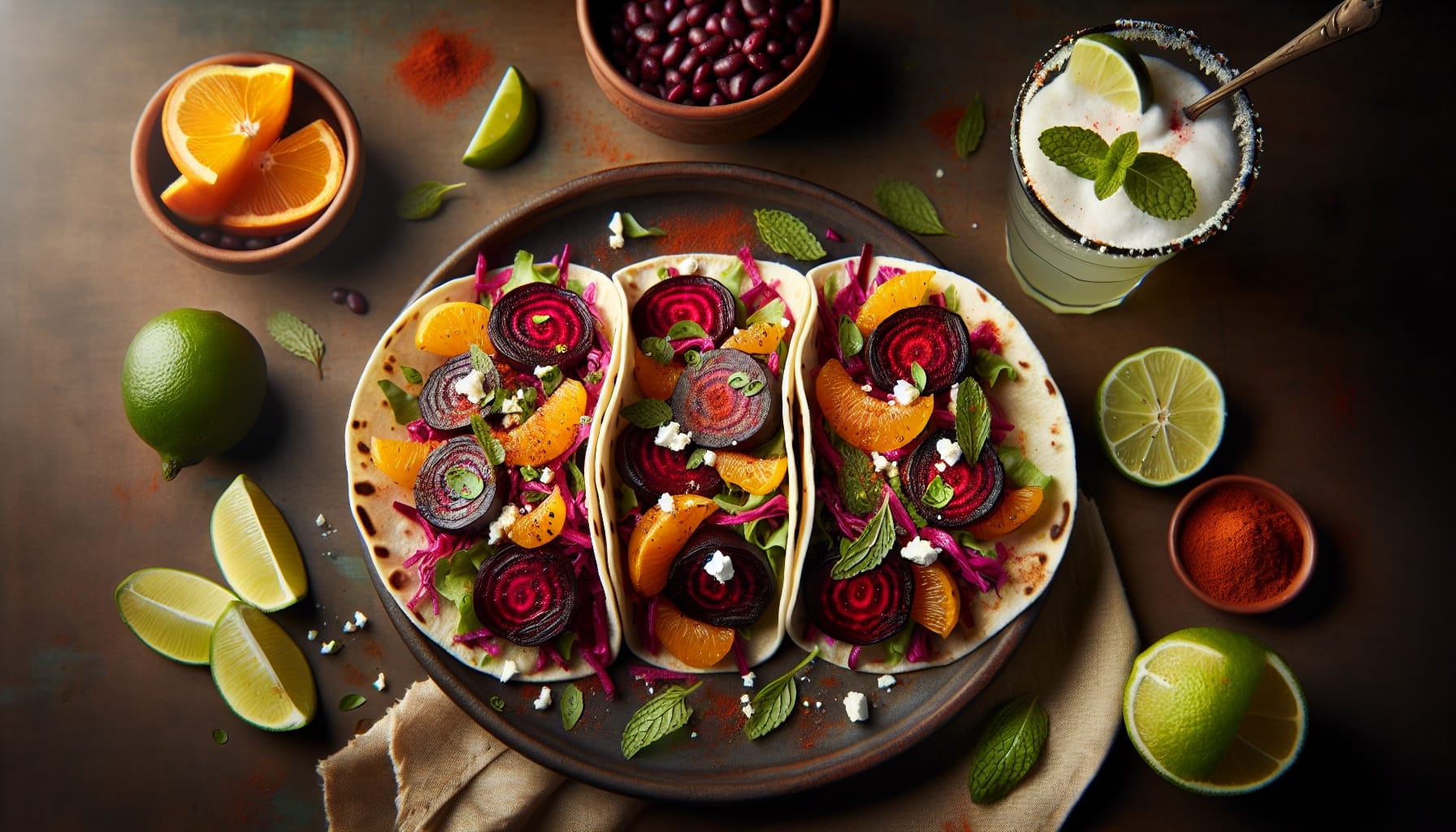 Smoky Roasted Beet Tacos with Citrus Mint Slaw - A delicious recipe by DigiDish