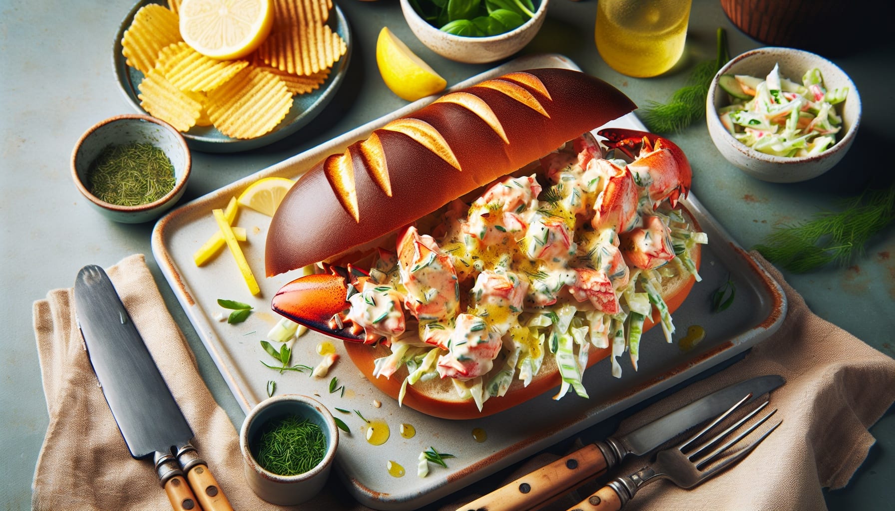 Herb Butter Lobster Rolls with Lemon Dill Slaw - A delicious recipe by DigiDish