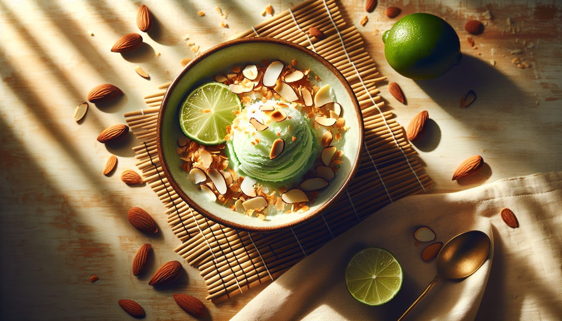 Coconut Lime Sorbet with Toasted Almond Crunch - A delicious recipe by DigiDish