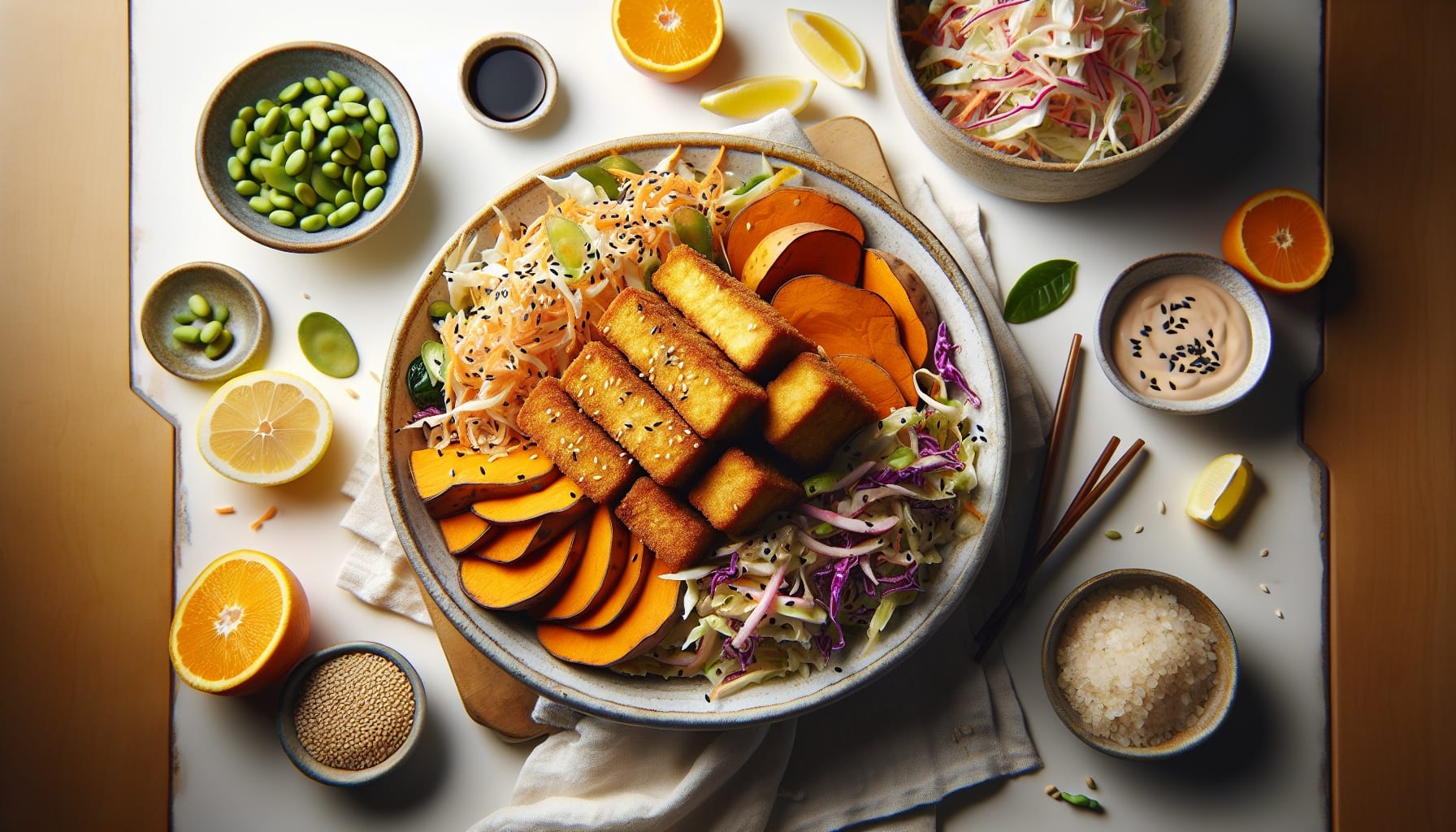 Sweet Potato Tofu Katsu with Miso Sesame Slaw - A delicious recipe by DigiDish