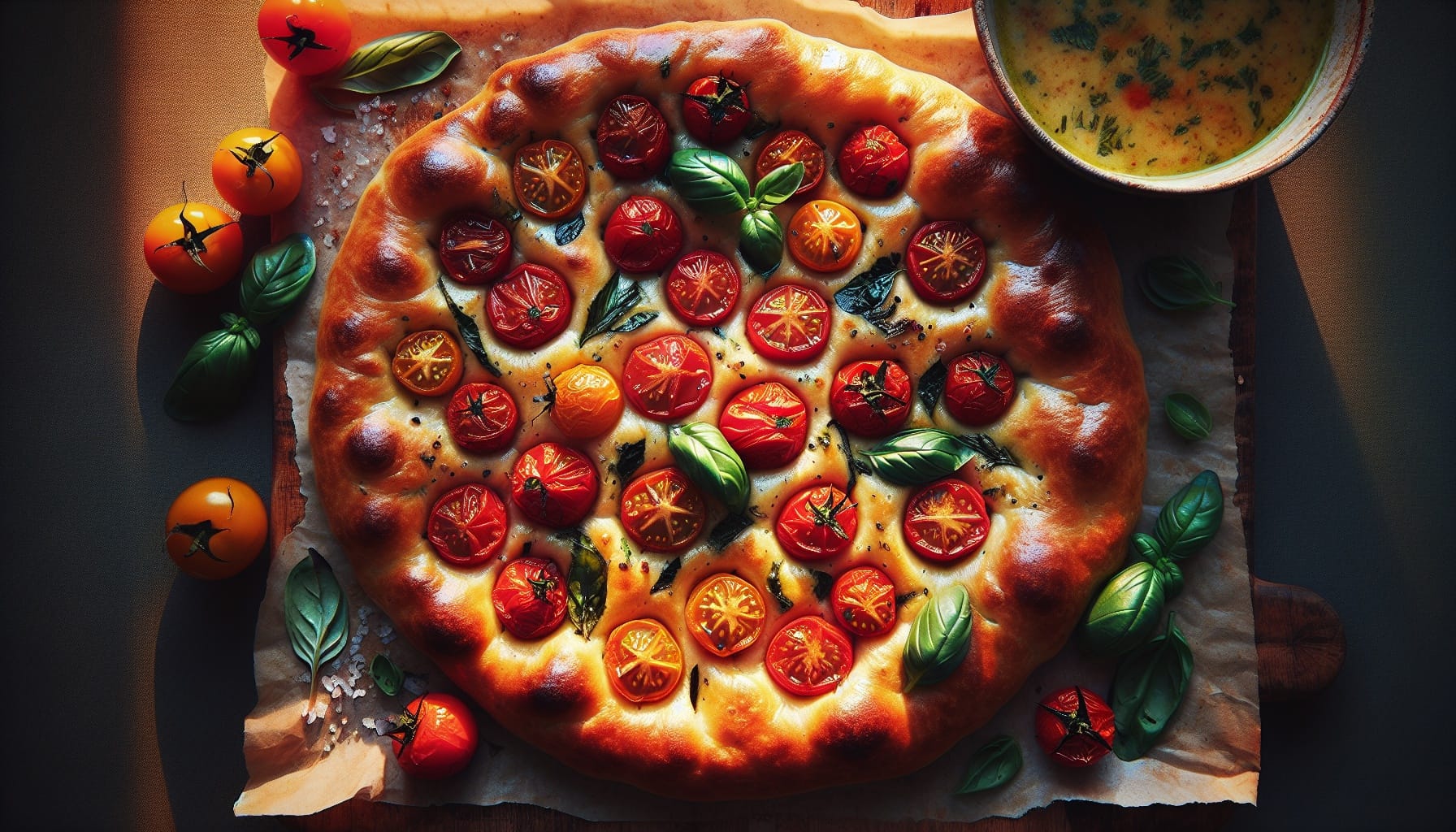 Easy Homemade Tomato Basil Focaccia Bread - A delicious recipe by DigiDish