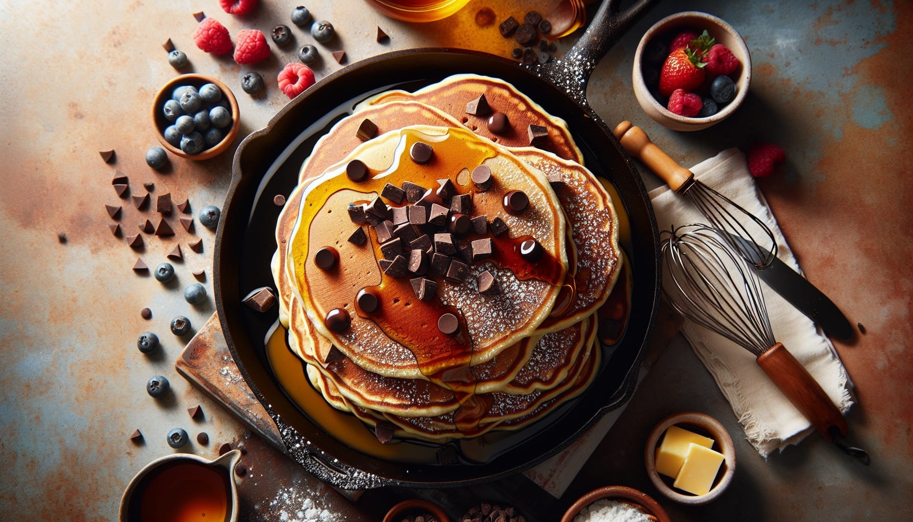 Simple Fluffy Chocolate Chip Pancakes - A delicious recipe by DigiDish