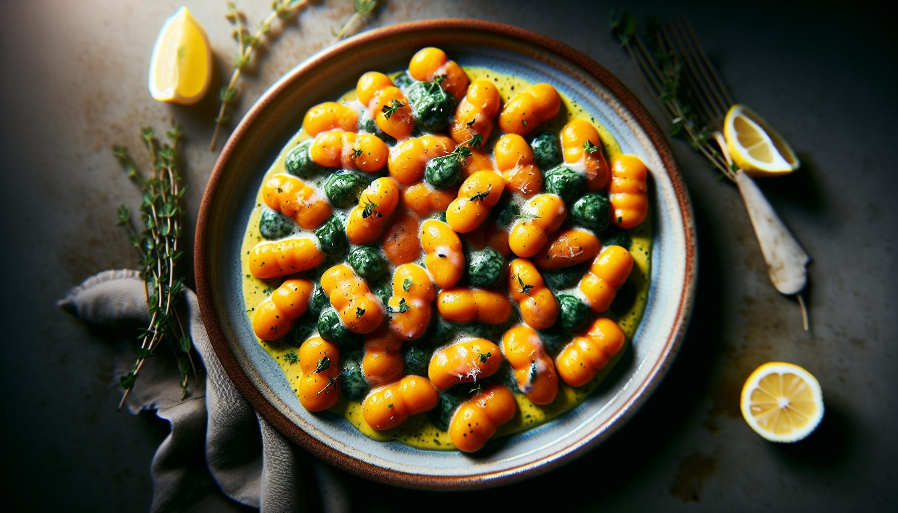 Sweet Potato and Spinach Gnocchi with Lemon Thyme Butter - A delicious recipe by DigiDish
