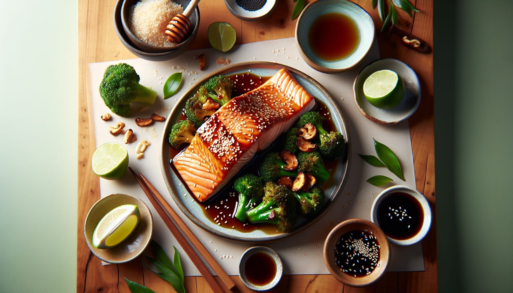 Sesame Honey Glazed Salmon with Miso Roasted Broccoli - A delicious recipe by DigiDish