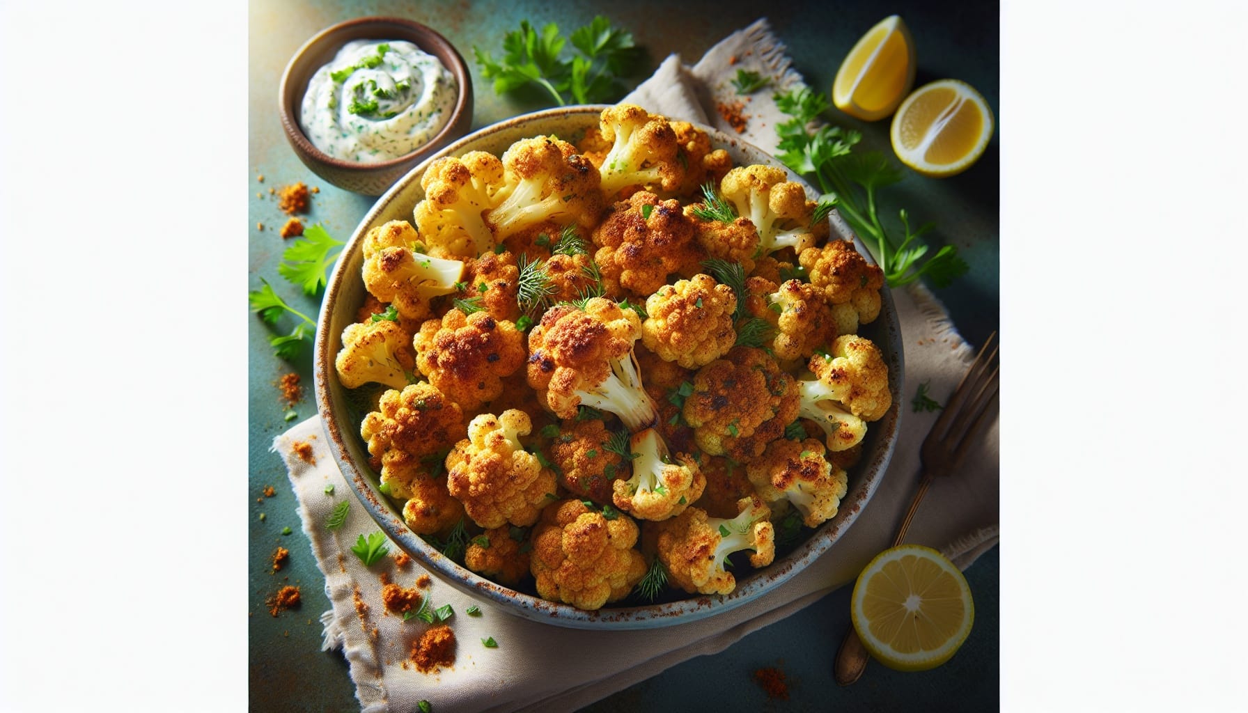 Crispy Zaatar Cauliflower with Herbed Yogurt Dip - A delicious recipe by DigiDish
