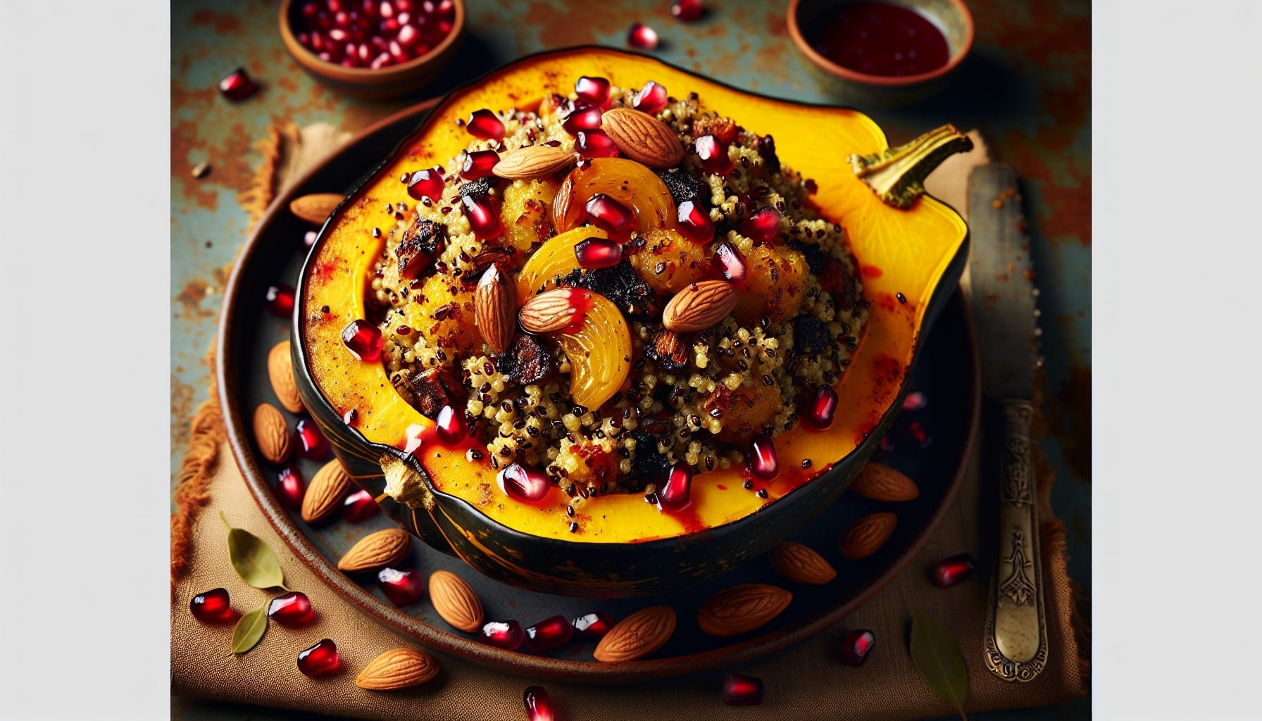 Spiced Quinoa Stuffed Acorn Squash with Pomegranate Glaze - A delicious recipe by DigiDish