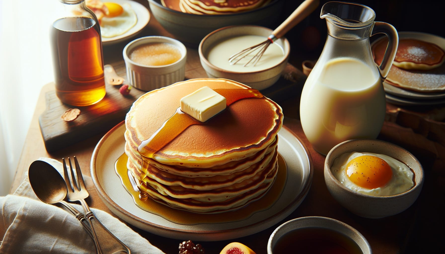 Fluffy Buttermilk Pancakes with Warm Maple Butter - A delicious recipe by DigiDish