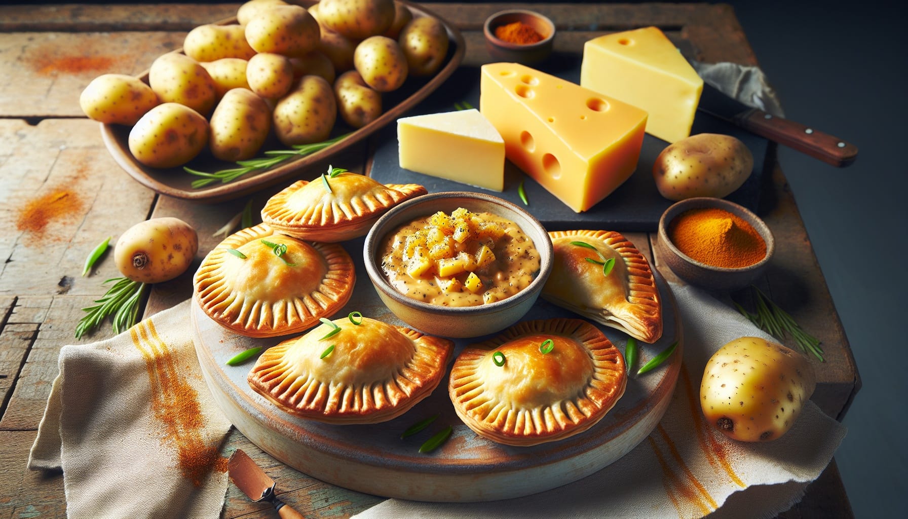 Savory Potato and Cheddar Hand Pies with Dijon Shallot Dip - A delicious recipe by DigiDish