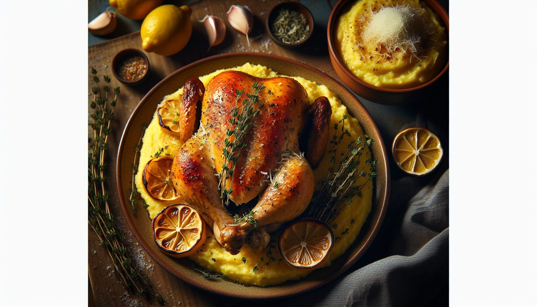 Lemon Thyme Roast Chicken with Garlicky Parmesan Polenta - A delicious recipe by DigiDish