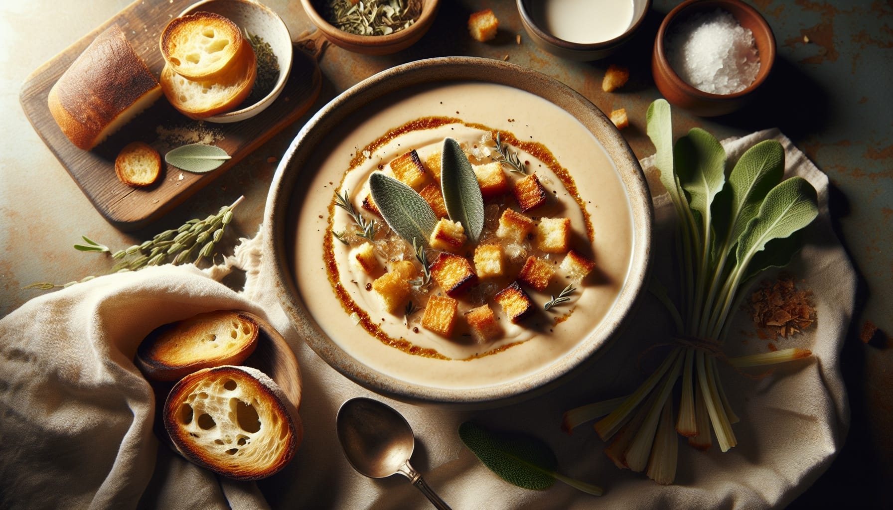 Creamy Roasted Parsnip Soup with Maple Sage Croutons - A delicious recipe by DigiDish