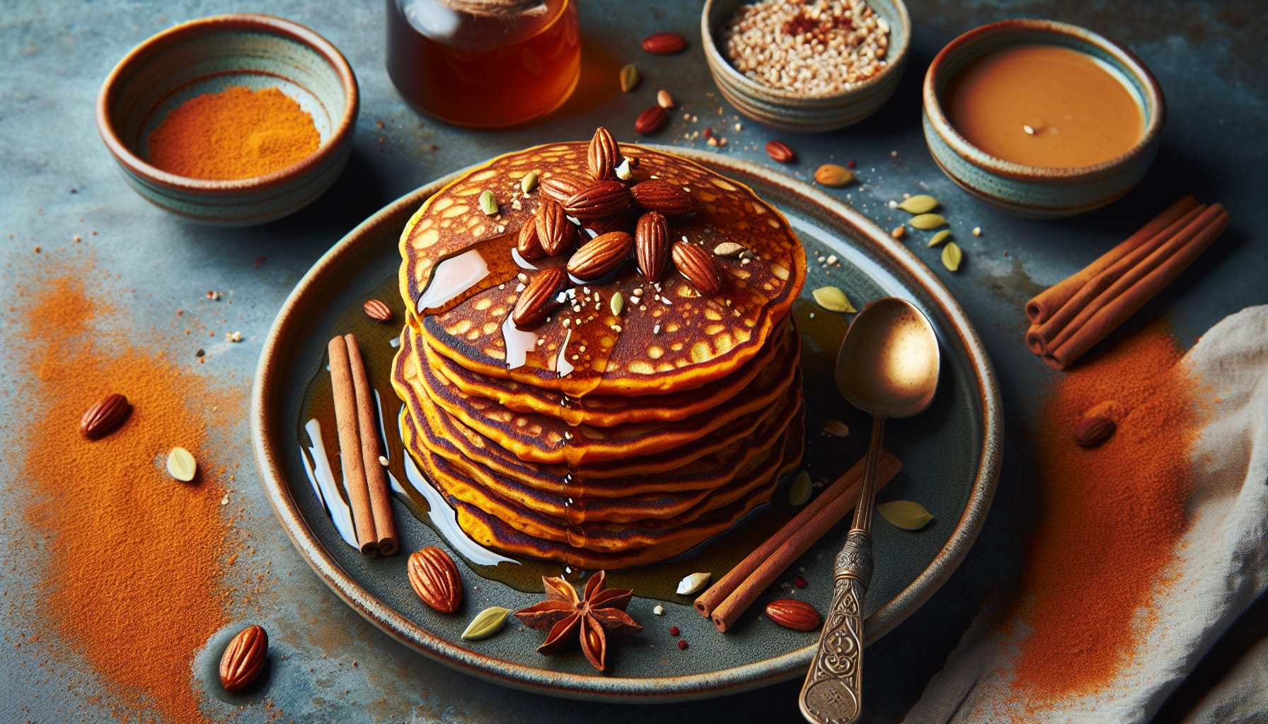 Spiced Sweet Potato Pancakes with Maple Tahini Drizzle - A delicious recipe by DigiDish