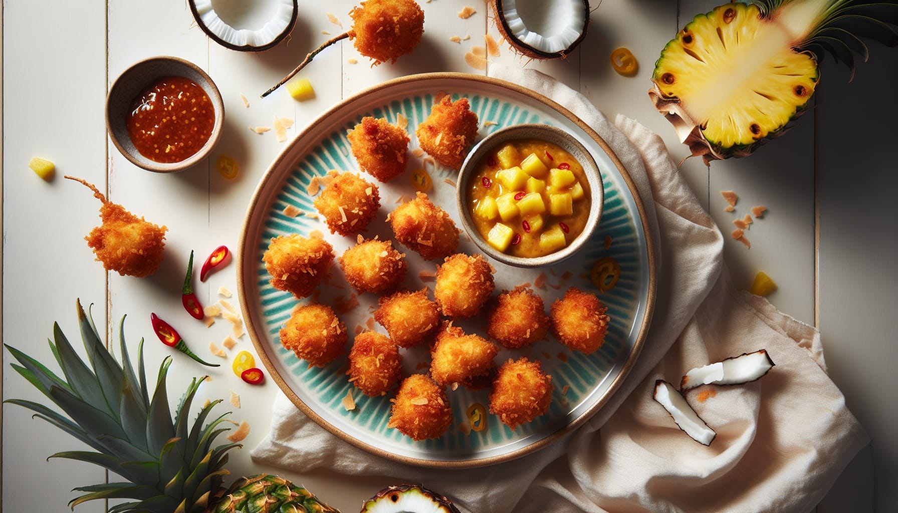 Crispy Coconut Chicken Bites with Pineapple Chili Dipping Sauce - A delicious recipe by DigiDish