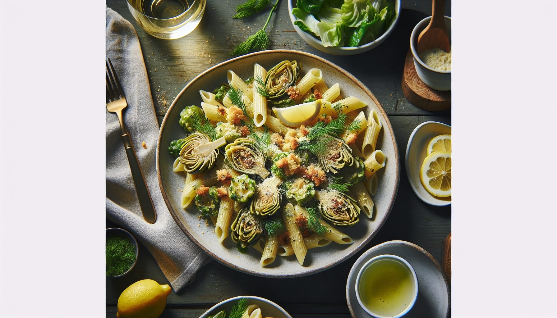 Creamy Artichoke and Dill Pasta with Lemon Breadcrumbs - A delicious recipe by DigiDish