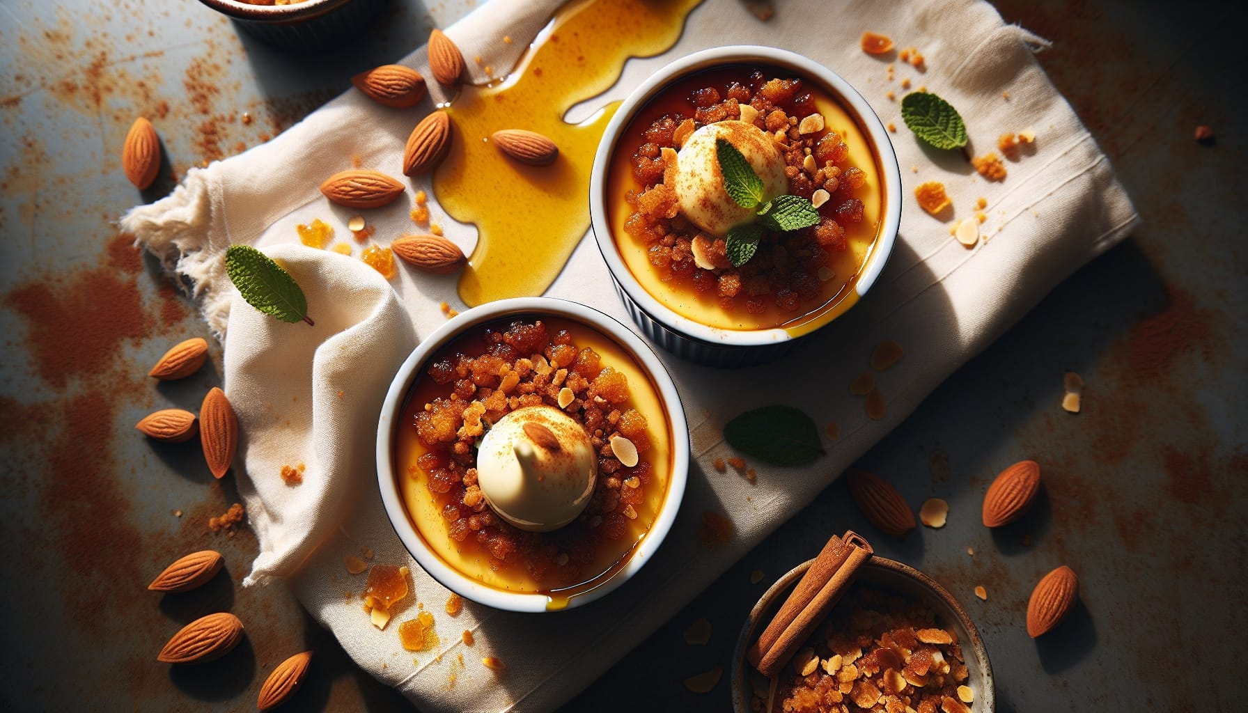 Caramelized Honey Custard with Spiced Almond Crumble - A delicious recipe by DigiDish