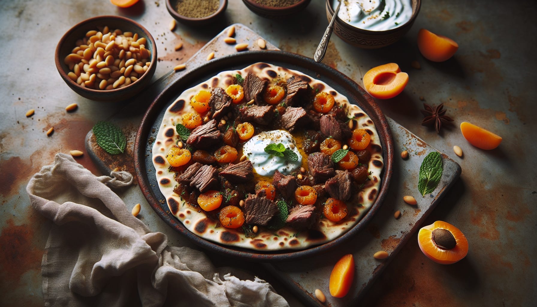 Spiced Lamb and Apricot Flatbreads with Minted Yogurt - A delicious recipe by DigiDish