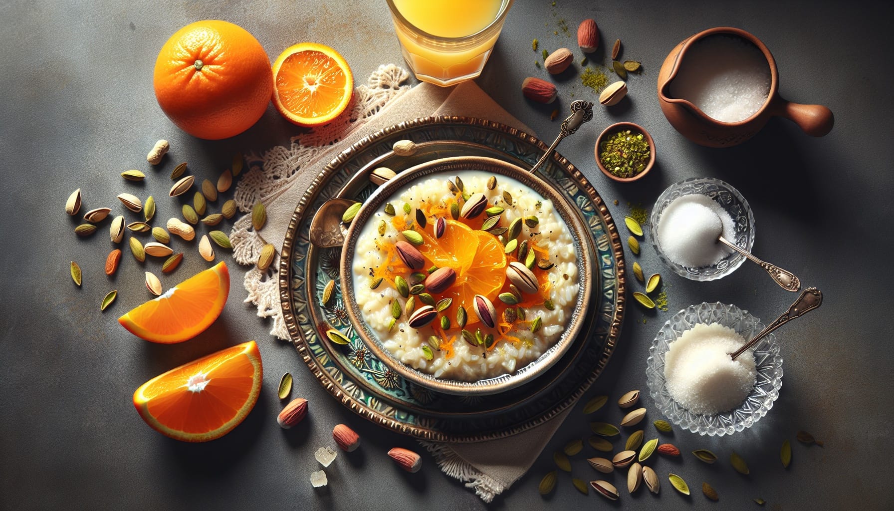 Orange Cardamom Rice Pudding with Pistachio Crunch - A delicious recipe by DigiDish