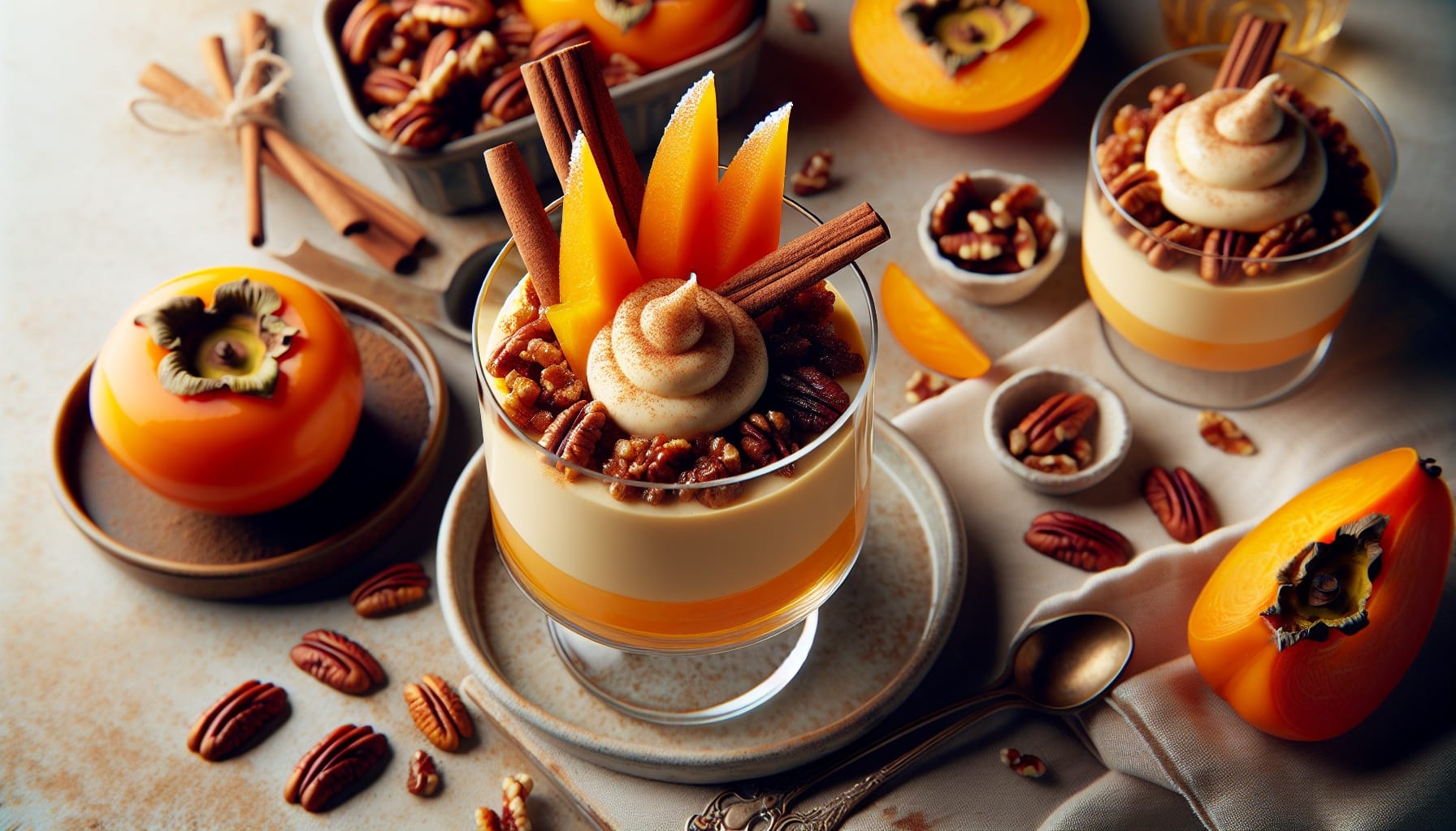 Persimmon Vanilla Pudding with Cinnamon Pecan Crunch - A delicious recipe by DigiDish