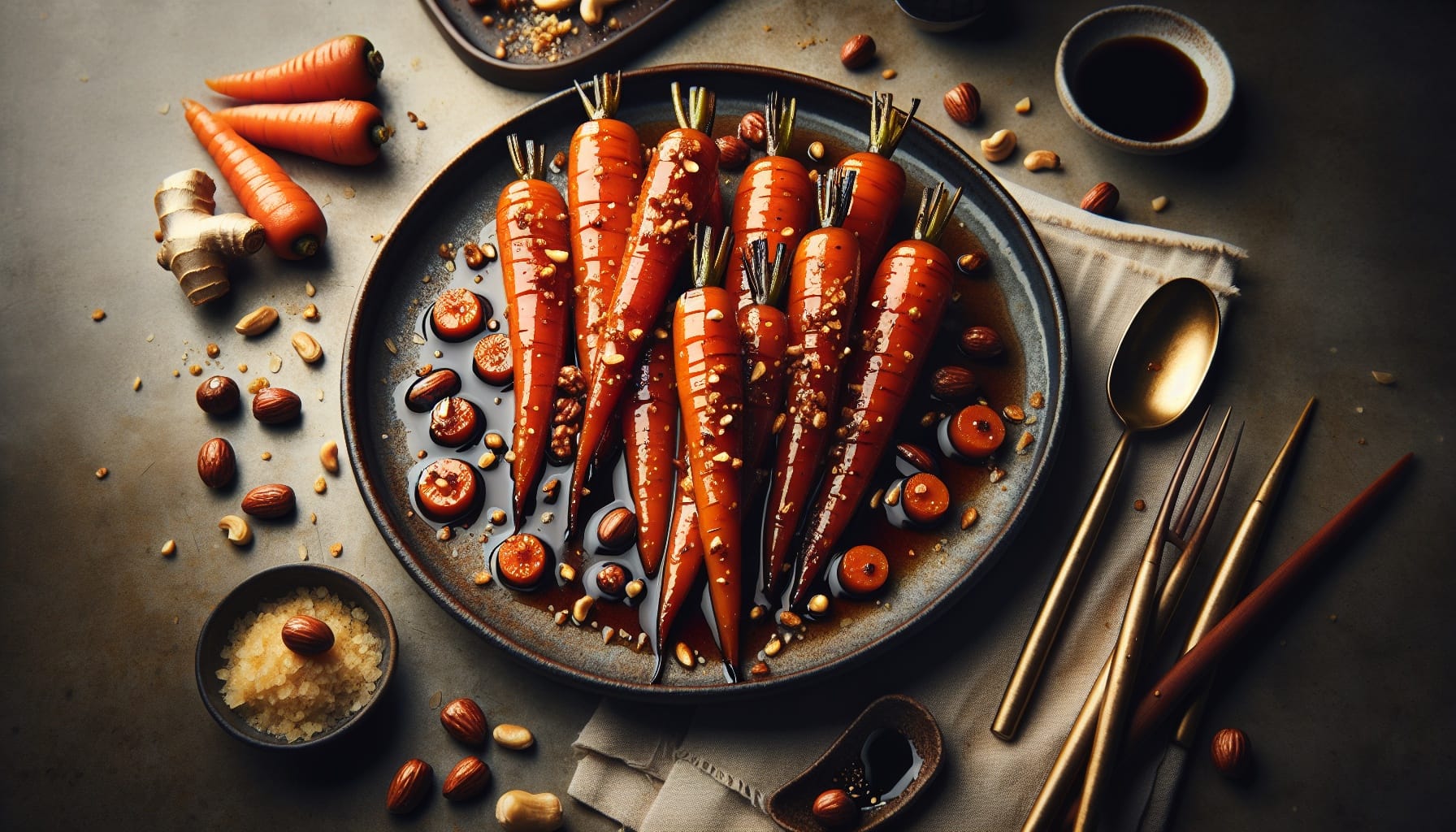 Sticky Maple Ginger Glazed Carrots with Toasted Hazelnut Crunch - A delicious recipe by DigiDish