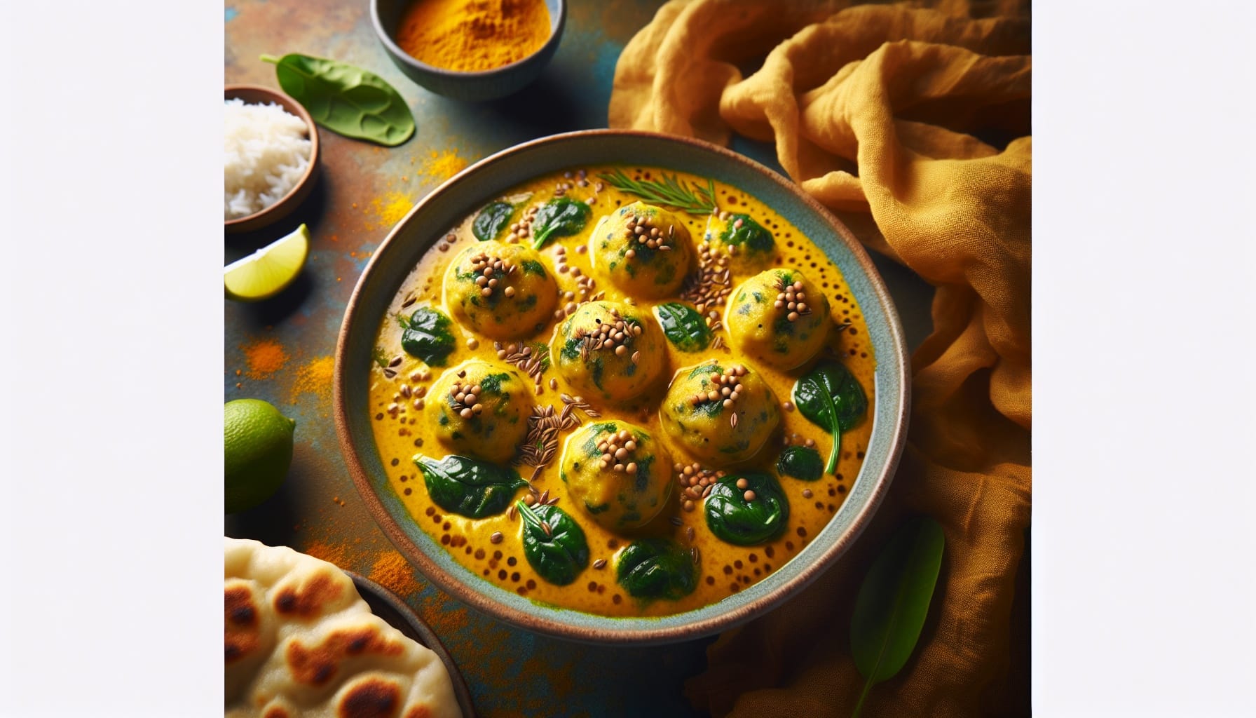 Savory Lentil and Spinach Dumplings with Turmeric Coconut Sauce - A delicious recipe by DigiDish