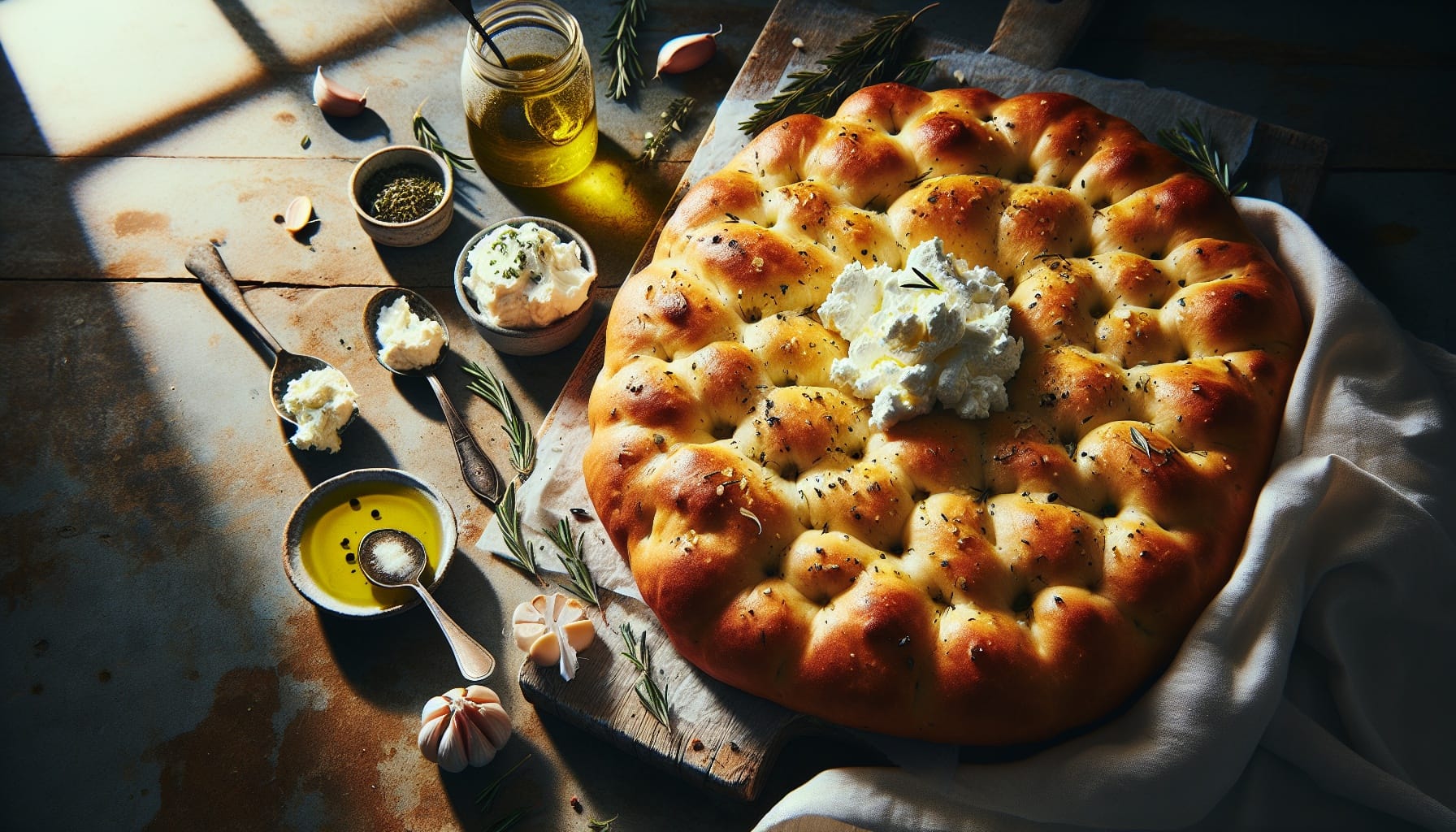 Warm Herb and Garlic Focaccia with Whipped Ricotta and Lemon Drizzle - A delicious recipe by DigiDish