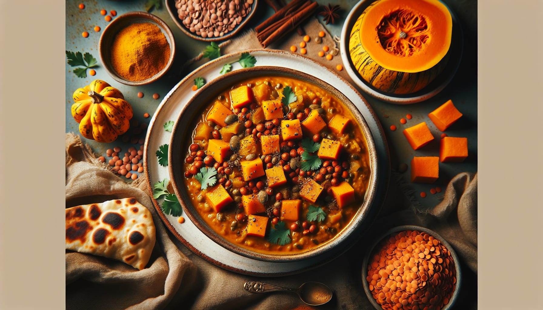 Spiced Pumpkin and Lentil Curry with Coconut and Fresh Coriander - A delicious recipe by DigiDish