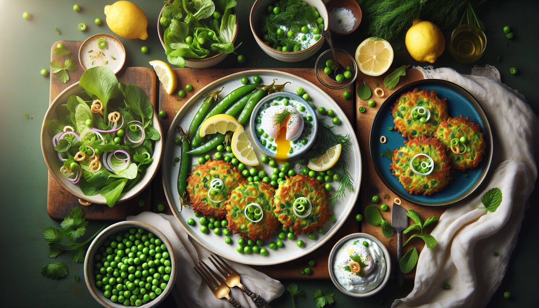 Zesty Green Pea Fritters with Lemon Dill Yogurt and Crispy Shallots - A delicious recipe by DigiDish
