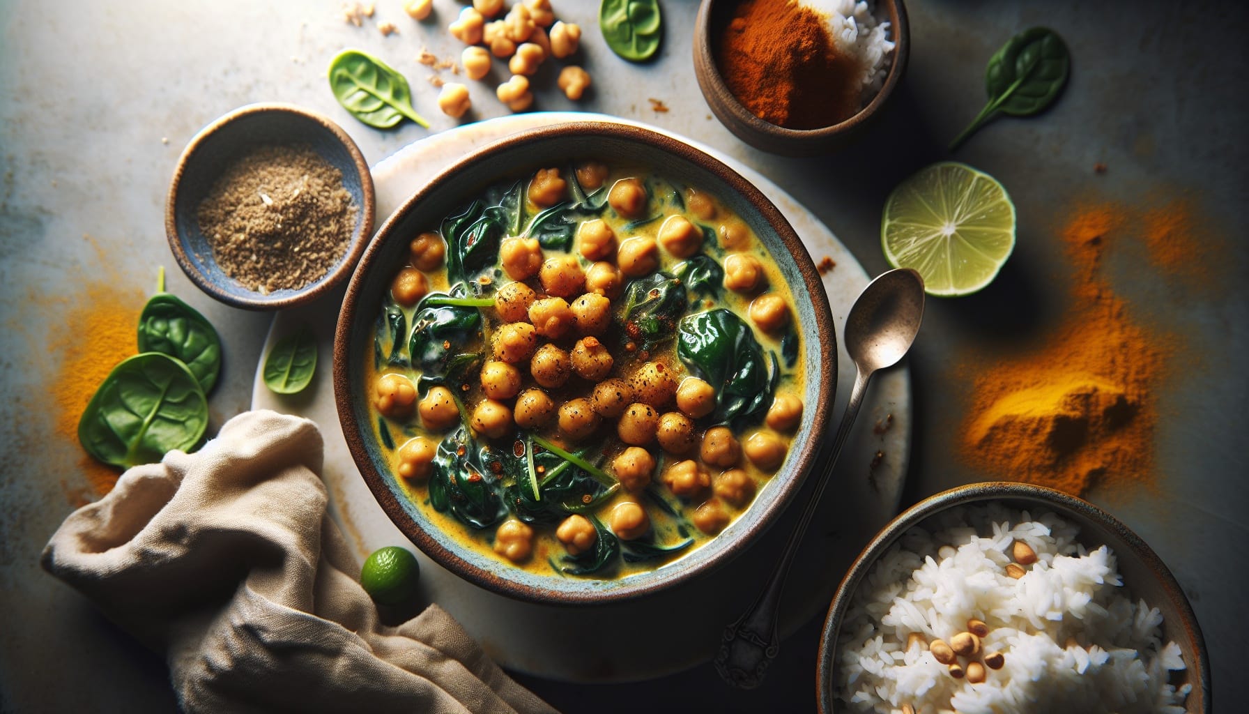 Creamy Coconut Chickpea Stew with Spinach and Lime - A delicious recipe by DigiDish