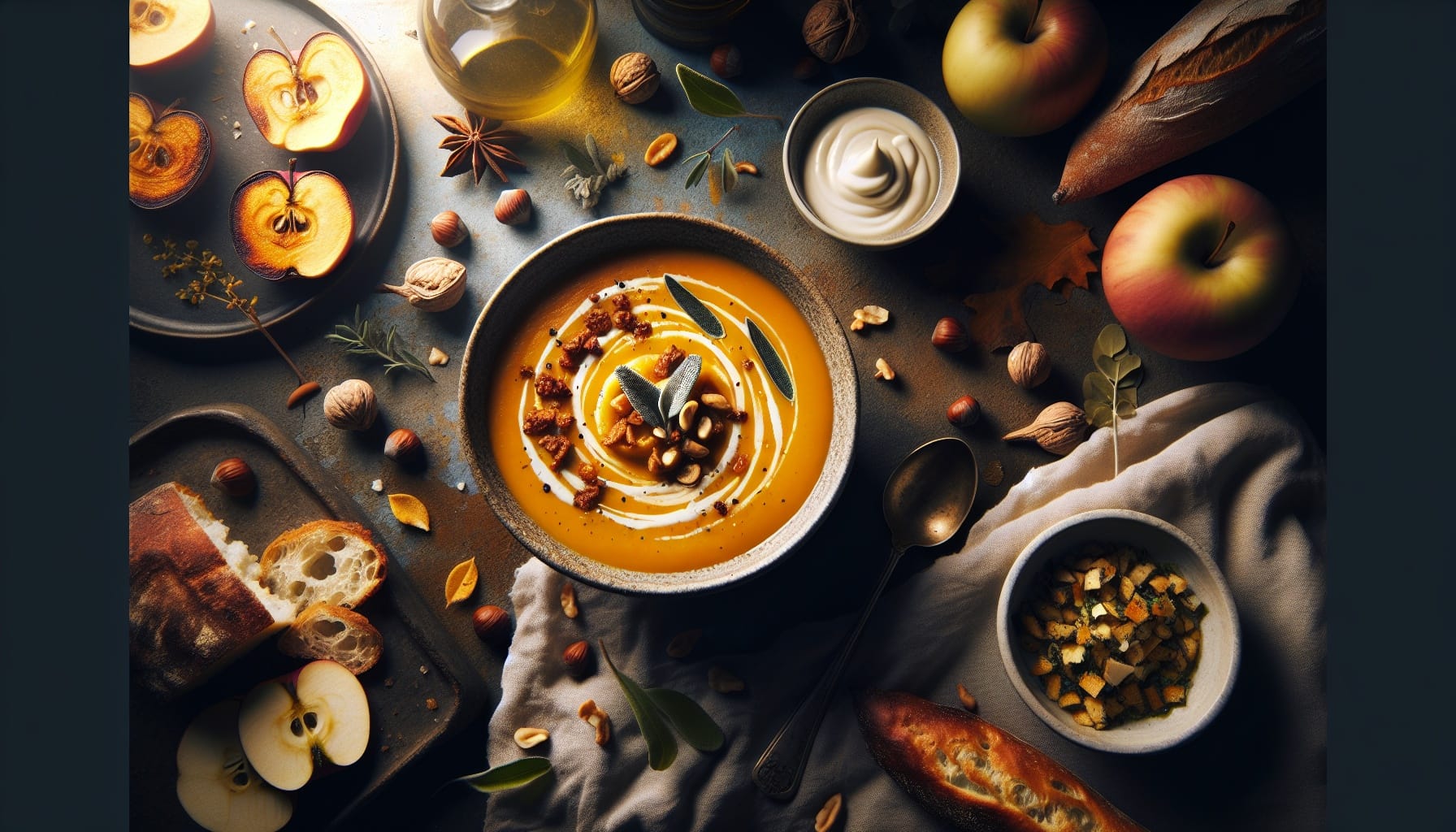 Roasted Parsnip and Apple Soup with Sage Hazelnut Crunch - A delicious recipe by DigiDish