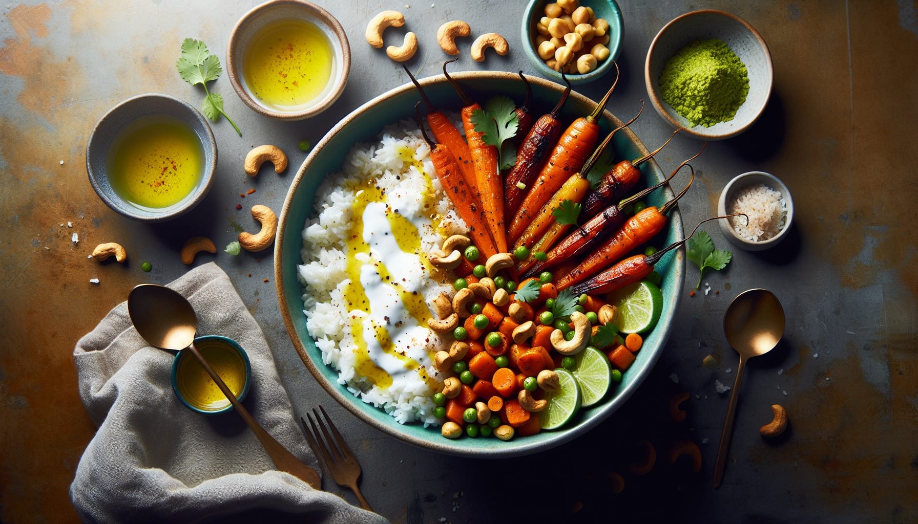 Spiced Carrot and Coconut Rice Bowls with Lime Ginger Dressing - A delicious recipe by DigiDish