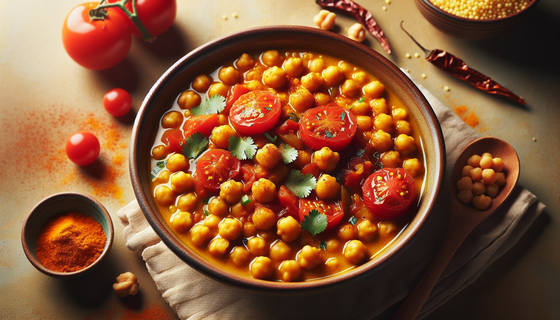 Golden Chickpea Stew with Saffron Tomato Broth and Cilantro Oil - A delicious recipe by DigiDish