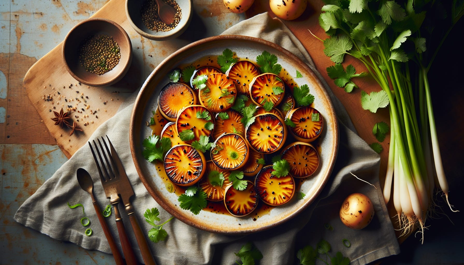 Miso Glazed Turnips with Sesame Ginger Dressing and Fresh Herbs - A delicious recipe by DigiDish