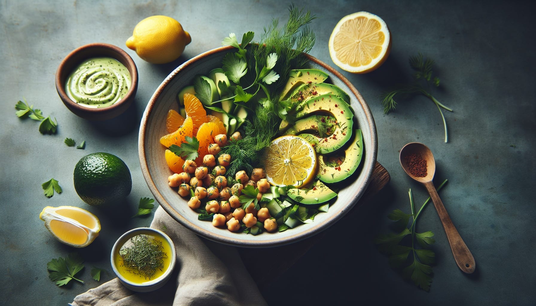 Citrus Herb Chickpea Salad with Creamy Avocado Dressing - A delicious recipe by DigiDish