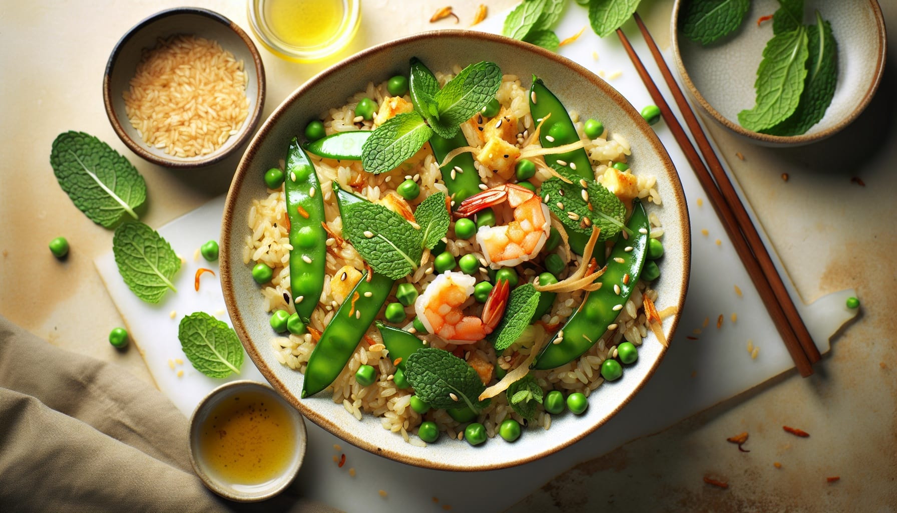 Crispy Rice Salad with Snap Peas Mint and Sesame Ginger Vinaigrette - A delicious recipe by DigiDish