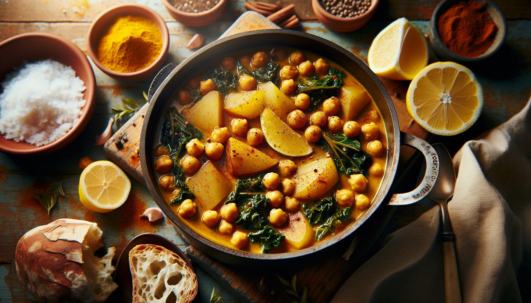 Spiced Chickpea Stew with Coconut Kale and Golden Potatoes - A delicious recipe by DigiDish