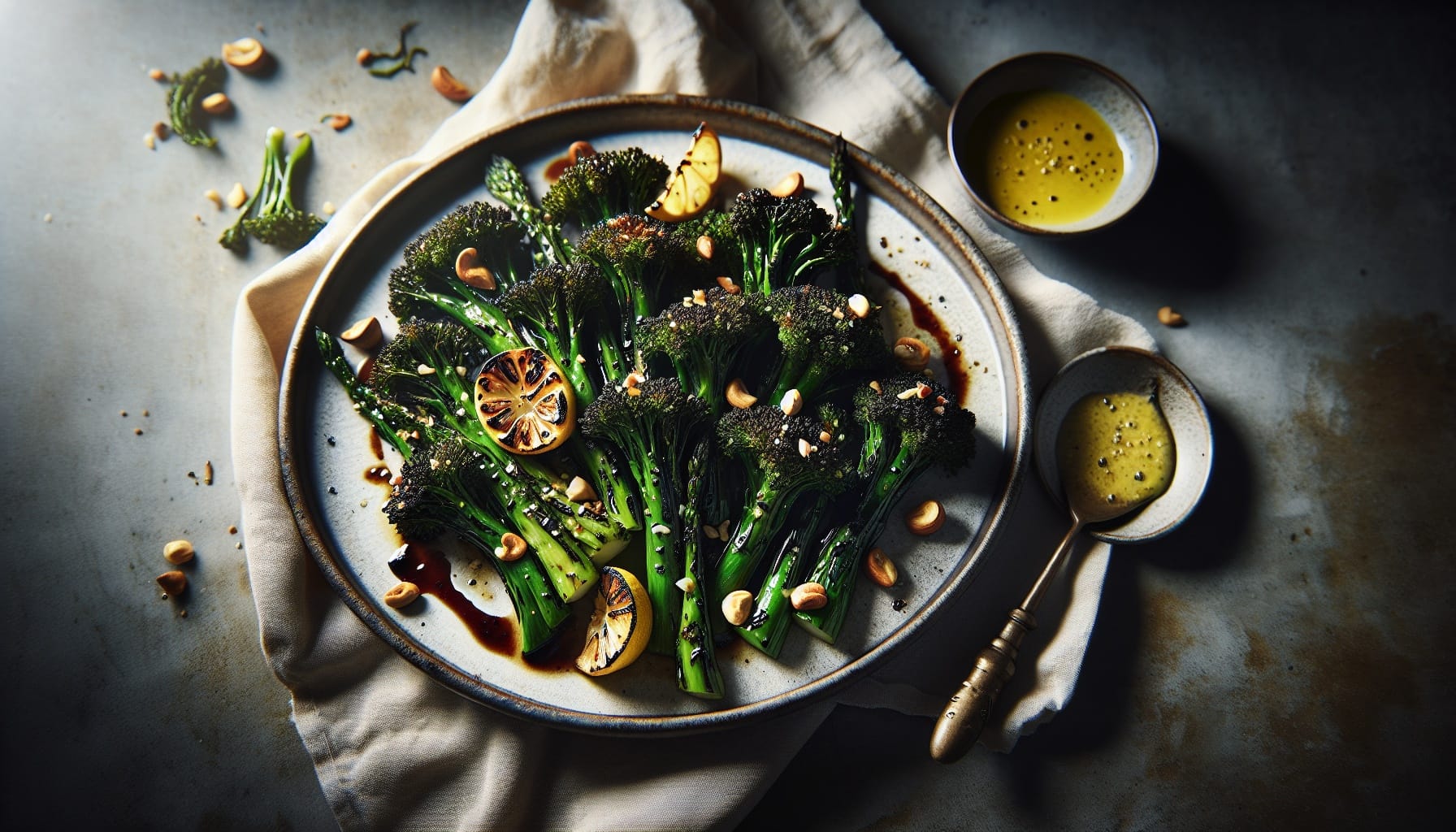 Charred Broccolini with Lemon Garlic Butter and Toasted Hazelnuts - A delicious recipe by DigiDish