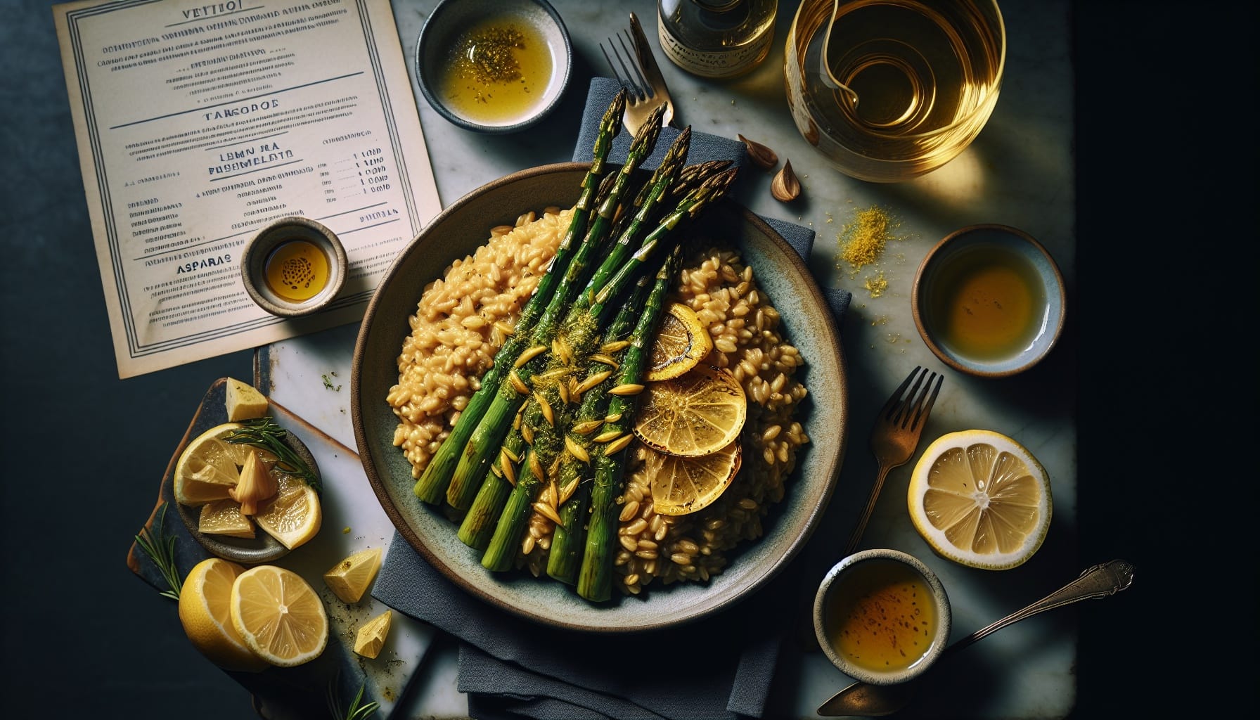 Saffron Infused Farro Risotto with Roasted Asparagus and Lemon Gremolata - A delicious recipe by DigiDish