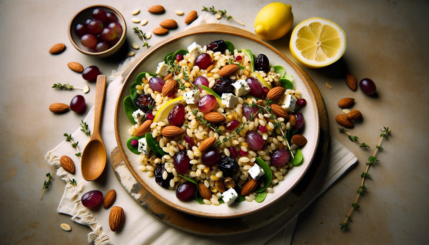 Golden Barley Salad with Roasted Red Grapes and Lemon Thyme Vinaigrette - A delicious recipe by DigiDish
