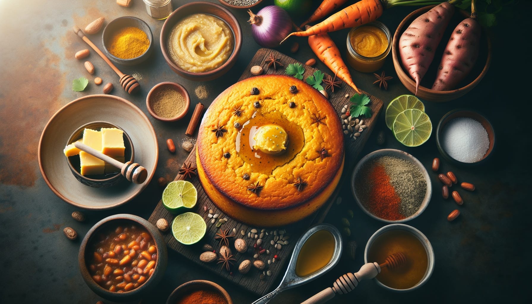 Spiced Sweet Potato Cornbread with Honey Lime Butter - A delicious recipe by DigiDish