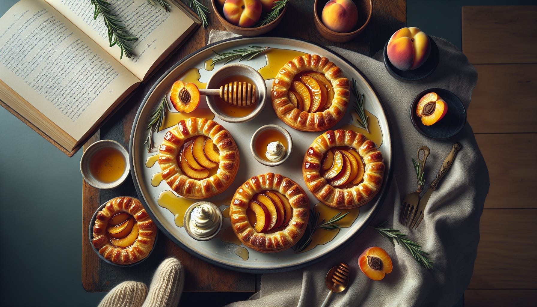Honey Glazed Nectarine Puff Pastry Tarts with Rosemary Whipped Cream - A delicious recipe by DigiDish