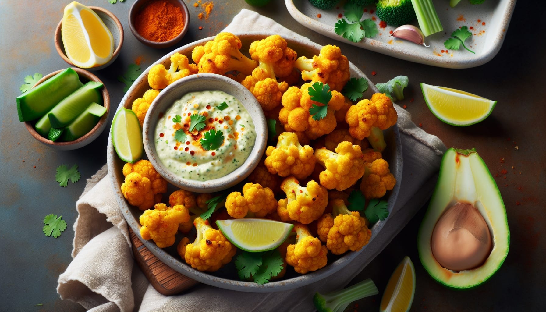 Crispy Turmeric Cauliflower Bites with Coconut Lime Dipping Sauce - A delicious recipe by DigiDish