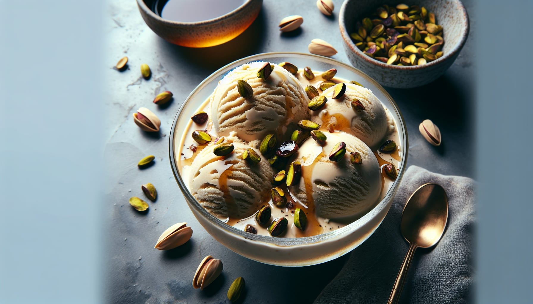 Tahini Cardamom Ice Cream with Candied Pistachios - A delicious recipe by DigiDish