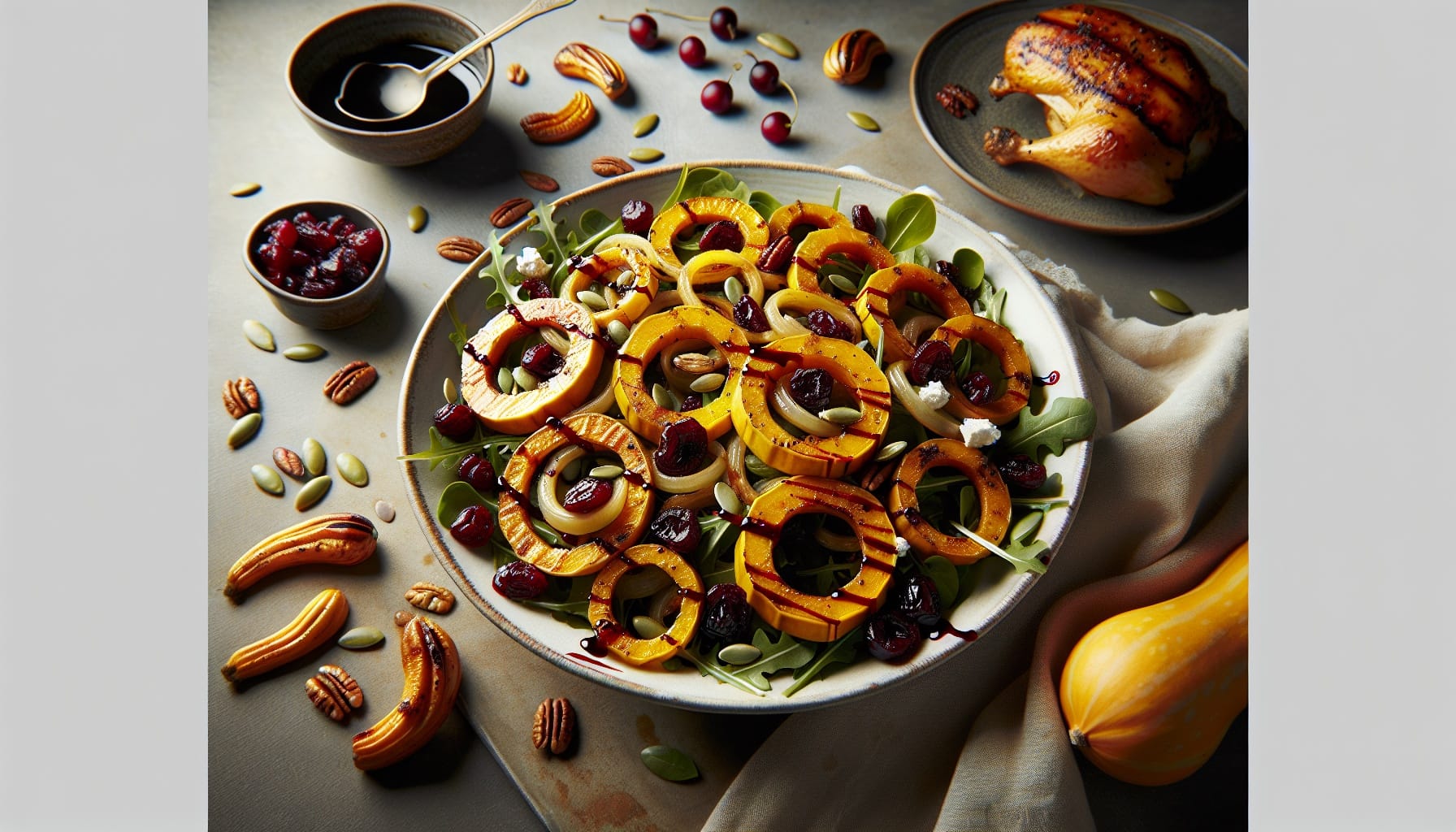 Roasted Delicata Squash Salad with Cranberry Balsamic Glaze and Pepita Crunch - A delicious recipe by DigiDish